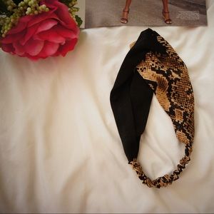 Black and Snake Print front twist headband turban